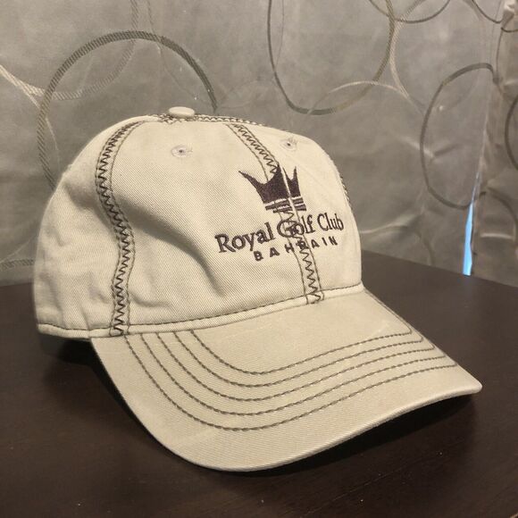 Royal Golf Club Bahrain Hat Hook & Loop Strapback Cap Cream Ivory Sports - Picture 2 of 9